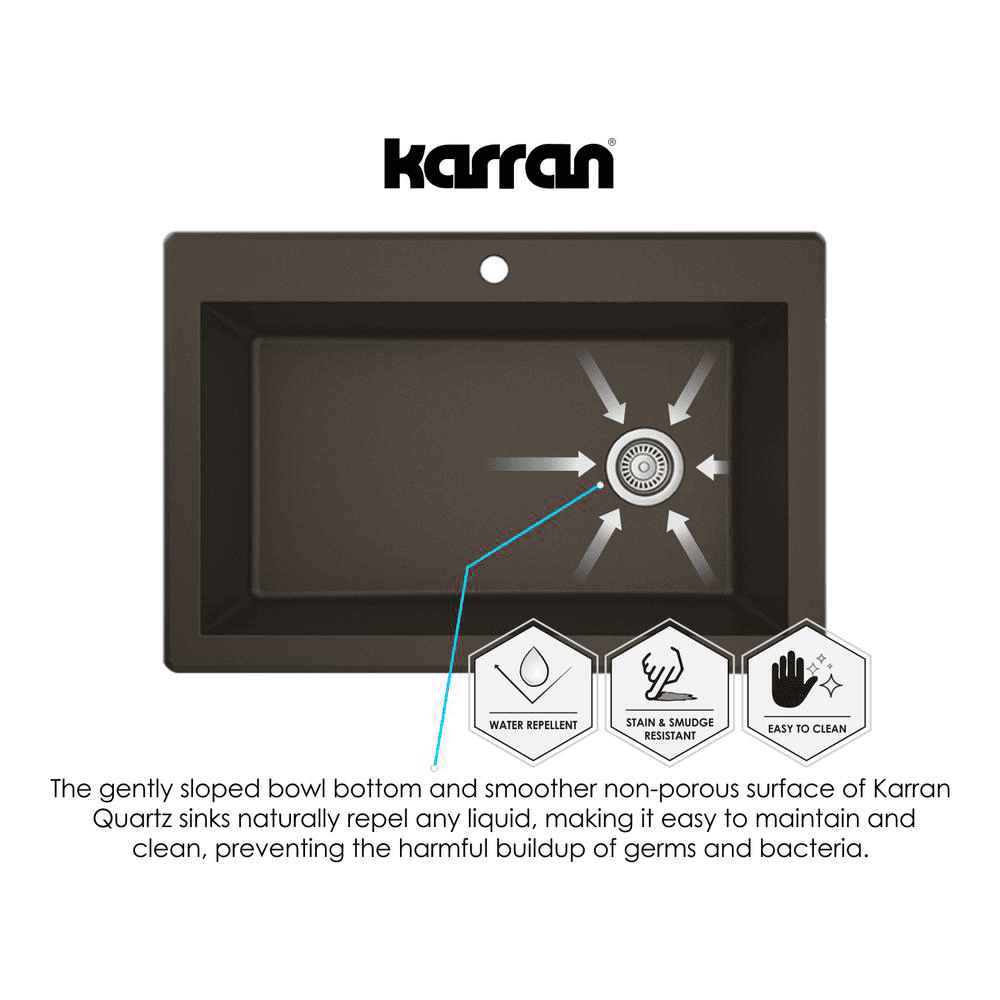 Karran Quartz Undermount Sink for Large Kitchens in Black