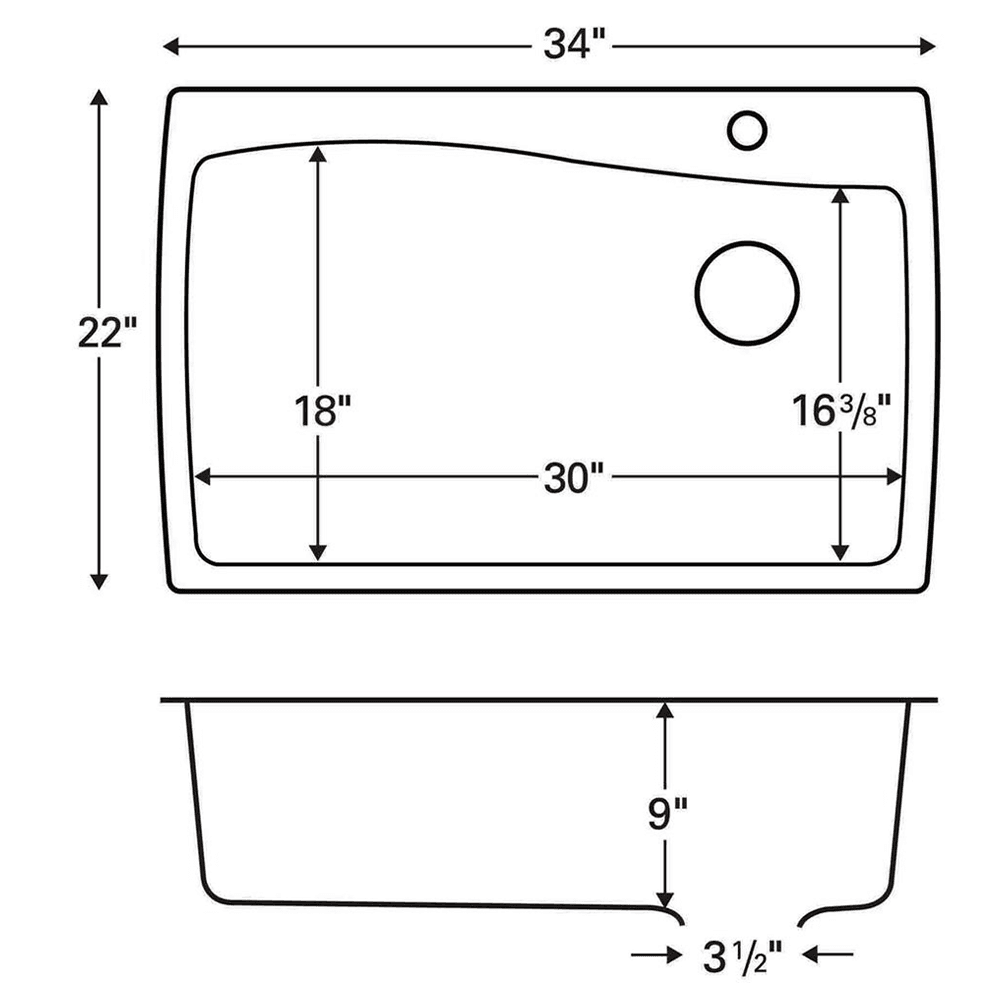 Large Black Quartz Kitchen Sink from Karran QT-722