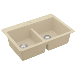 Brown QT-810 Quartz Top Mount Double Equal Bowl Kitchen Sink view 2