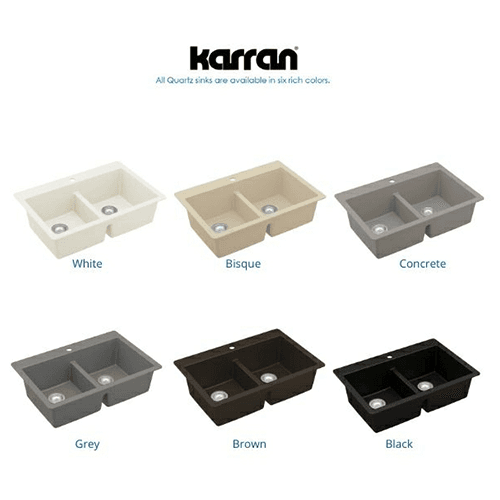 Karran quartz kitchen sink in bisque with rear drain locations