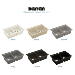 Karran quartz kitchen sink in bisque with rear drain locations