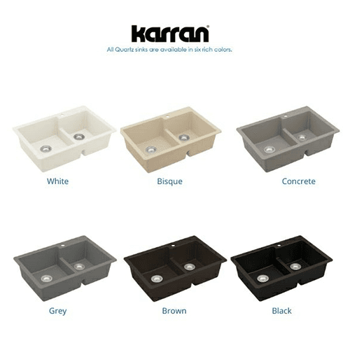 Karran QT-811 Quartz Top Mount Large/Small Bowl Kitchen Sink in Concrete Color