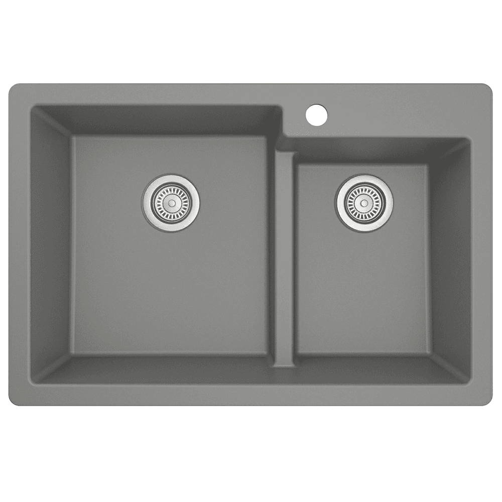 Gray Quartz Composite Sink with Non-Porous and Stain-Resistant Material