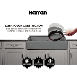 Karran QU-610 Quartz Under Mount Large/Small Bowl Kitchen Sink, Gray, Right View