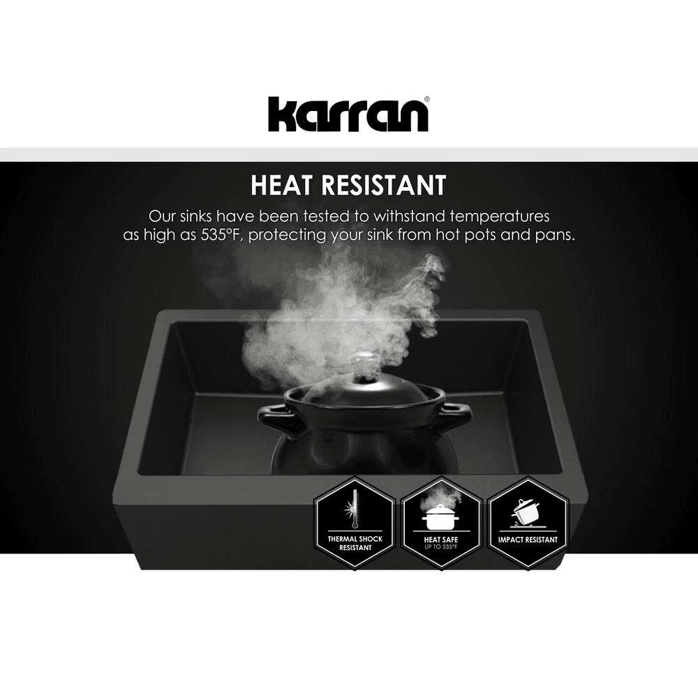 Karran QU-610 Quartz Under Mount Large/Small Bowl Kitchen Sink, Gray, Top View