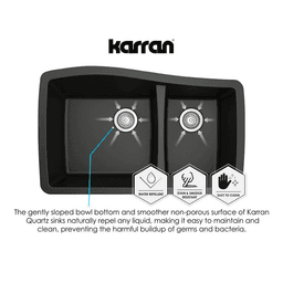 Karran QU-610 Quartz Under Mount Large/Small Bowl Kitchen Sink in Black