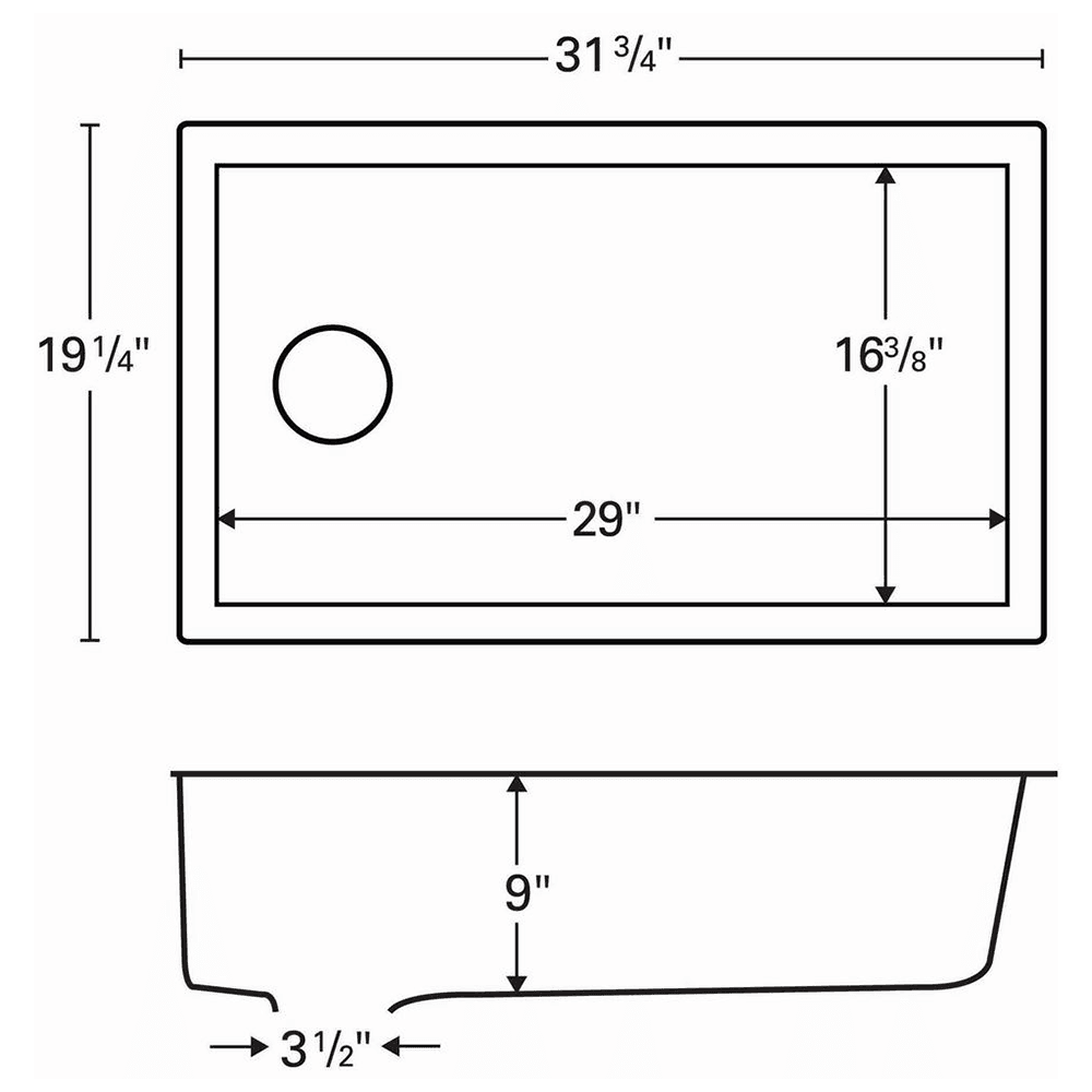 Undermount Extra Large Single Bowl Sink from Karran in White Quartz