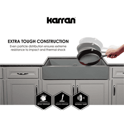 Karran QU-671 Bisque Quartz Undermount Single Bowl Kitchen Sink - Installation View