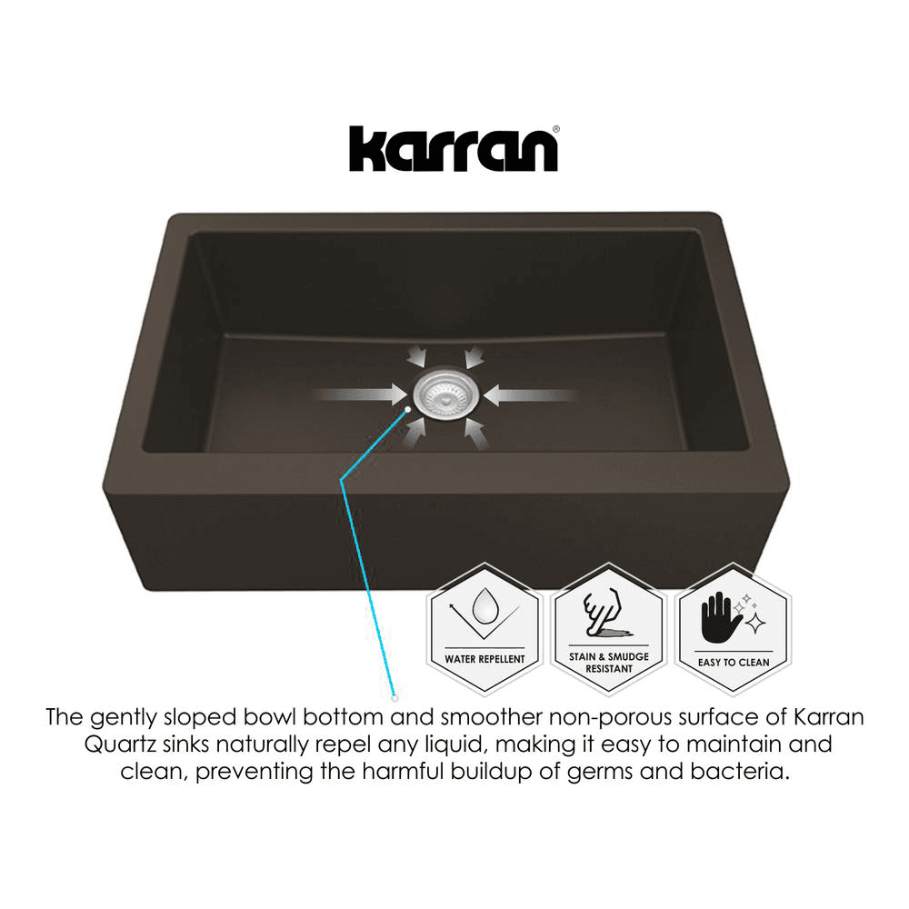 Karran QU-671 Bisque Quartz Undermount Single Bowl Kitchen Sink - Size Comparison