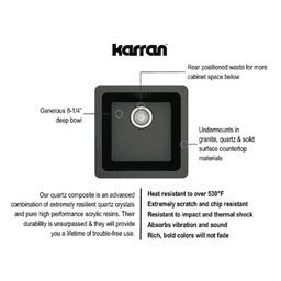 Karran QAR-690 Quartz Undermount Single Bowl Bar/Prep Sink - Side View