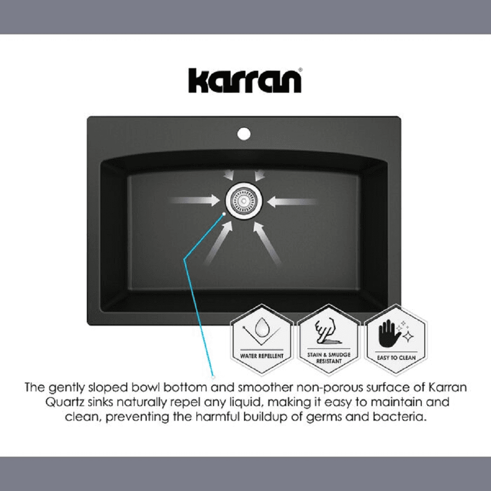 Karran QAR-690 Quartz Undermount Single Bowl Bar/Prep Sink - Top View