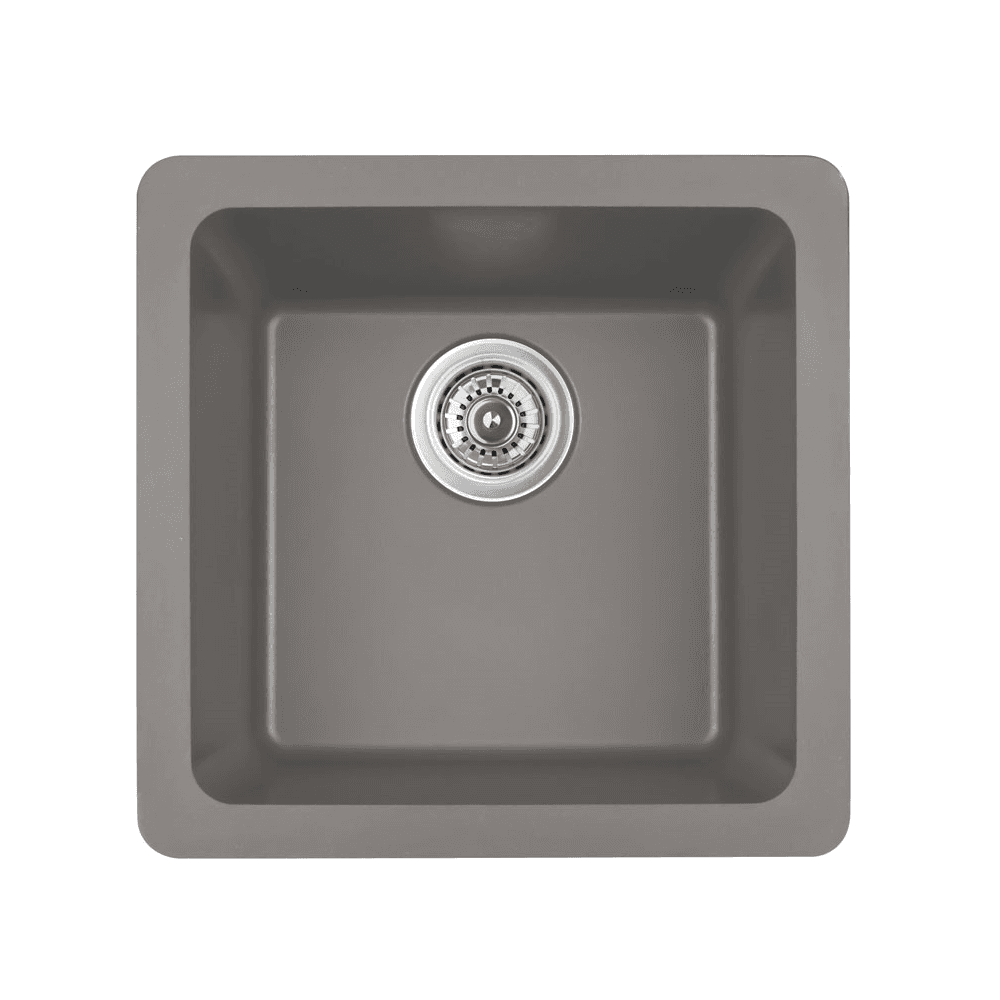 Karran QAR-690 Quartz Undermount Single Bowl Bar/Prep Sink in Concrete - Angled View