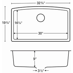 View of Karran QU-712 Sink from Above