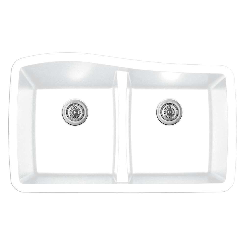 Karran QU-720 Quartz Under Mount Double Equal Bowl Kitchen Sink in White - Accessories View