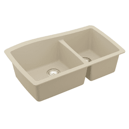 Karran QT-721 Quartz Under Mount Kitchen Sink Bisque Large Bowl Close-Up View