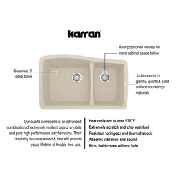 Karran QT-721 Quartz kitchen sink in concrete for under mount installation