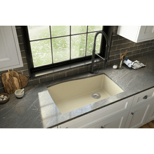QU-722 Quartz Undermount Extra Large Single Bowl Kitchen Sink, 33-1/2" x 21" x 9", Bisque Alt 2 - Image