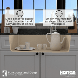 QU-722 Quartz Undermount Extra Large Single Bowl Kitchen Sink, 33-1/2" x 21" x 9", Bisque Alt 6 - Image