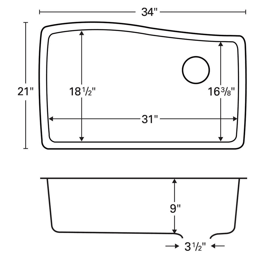 Karran QU-722 Quartz Under Mount Extra Large Single Bowl Kitchen Sink, Black