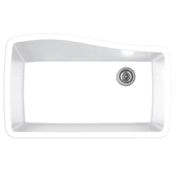 Karran QU-722 Quartz Under Mount Extra Large Single Bowl Kitchen Sink in White, Front View