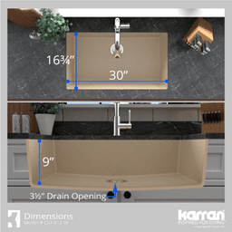 Quartz Undermount Large Single Bowl Kitchen Sink Kit, 32-1/4" x 19-1/4" x 9", Bisque Alt 8 - Image