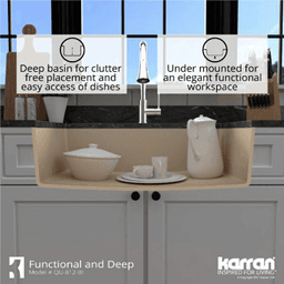 Quartz Undermount Large Single Bowl Kitchen Sink Kit, 32-1/4" x 19-1/4" x 9", Bisque Alt 9 - Image