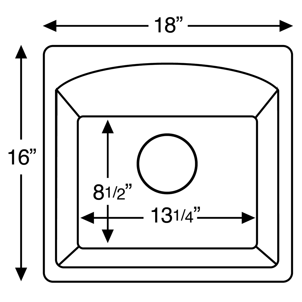 QX-680 Quartz Single Bowl Sink, Black - Top View