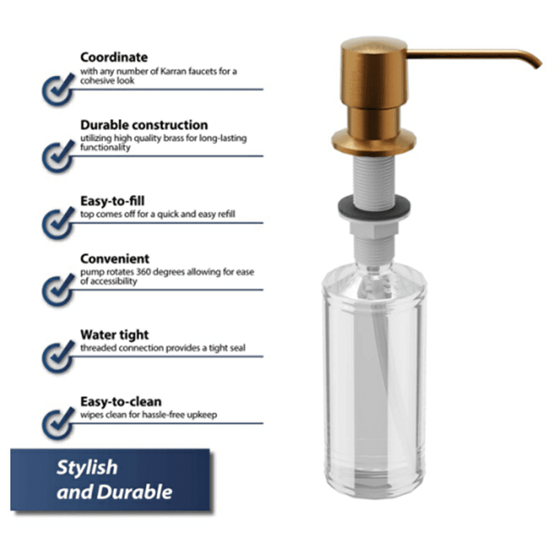 11-1/2" Kitchen Soap/Lotion Dispenser, Brushed Copper Alt 1 - Image