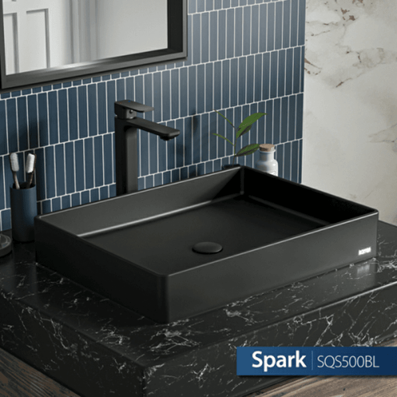 Sternhagen Quartz Rectangular Bathroom Vessel Sink, 23-5/8" x 17-3/4" x 4", Black Alt 1 - Image