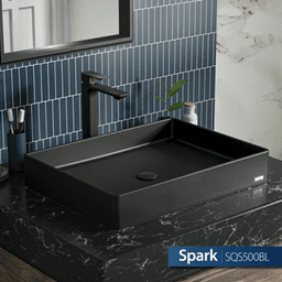 Sternhagen Quartz Rectangular Bathroom Vessel Sink, 23-5/8" x 17-3/4" x 4", Black Alt 1 - Image