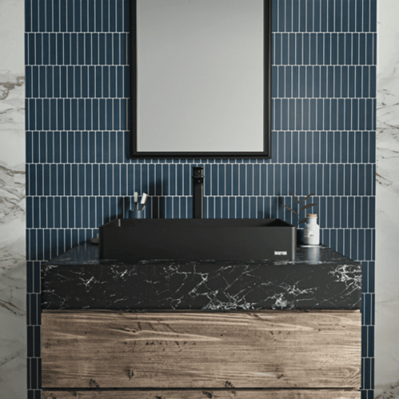 Sternhagen Quartz Rectangular Bathroom Vessel Sink, 23-5/8" x 17-3/4" x 4", Black Alt 7 - Image