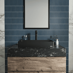 Sternhagen Quartz Rectangular Bathroom Vessel Sink, 23-5/8" x 17-3/4" x 4", Black Alt 7 - Image