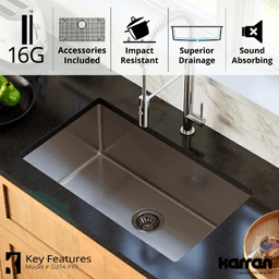 Select Stainless Steel Undermount 16G Extra Large Single Bowl Kitchen Sink Kit, 30&quot; x 18&quot; x 9-1/2&quot; Alt 5 - Image