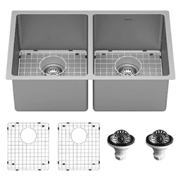 Select Stainless Steel Undermount 16G 50/50 Double Equal Bowl Kitchen Sink Kit, 30&quot; x 18&quot; x 9-1/2&quot; Main - Image