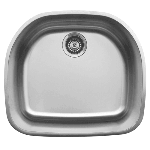 D-shaped single bowl sink with aluminum-coated sound absorption pads to suppress noise and vibration