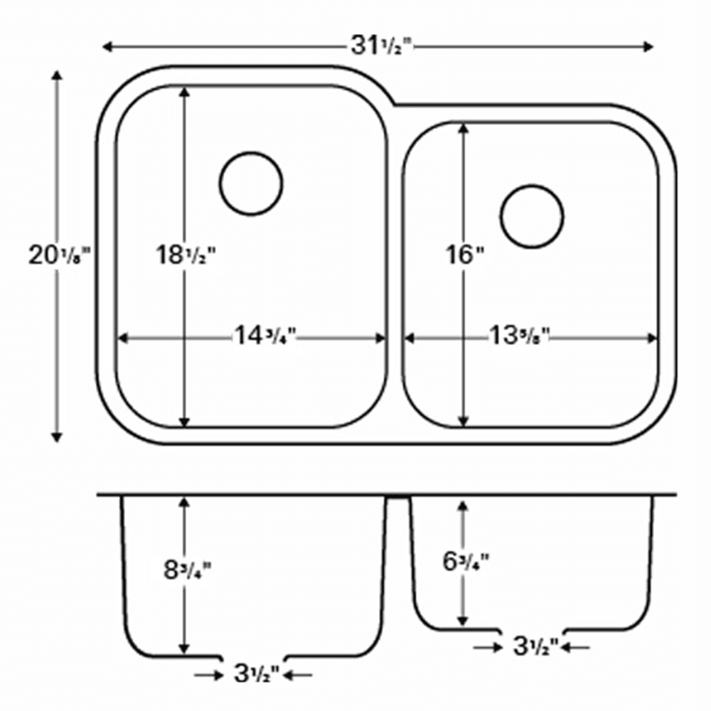 Karran U-6040R Stainless Steel Double Bowl Kitchen Sink Undermount with Satin Finish