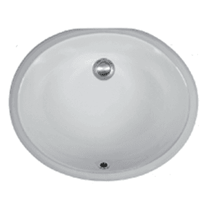 Rear drain location of Karran's Vitreous China Undermount Single Bowl Vanity Sink