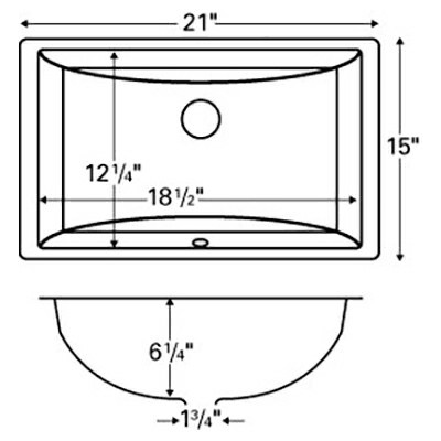 Karran Vitreous China Undermount Single Bowl Vanity Sink Bisque with rear drain location