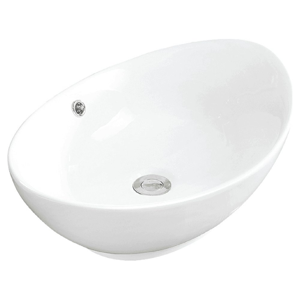 Valera Above-Counter Vitreous China Single Bowl Bathroom Vessel Sink with Overflow Drain, 22-7/8" x 14-7/8" x 4-1/2", White Main - Image