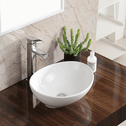 Valera Above-Counter Vitreous China Single Bowl Bathroom Vessel Sink, 15-1/2" x 13-1/4" x 4-1/2", White Alt 1 - Image