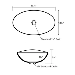 Valera Above-Counter Vitreous China Single Bowl Bathroom Vessel Sink, 15-1/2" x 13-1/4" x 4-1/2", White Alt 3 - Image