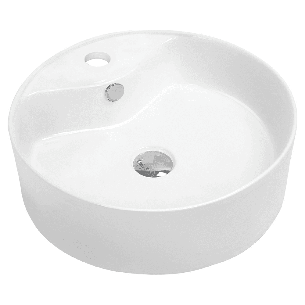 Valera Above-Counter Vitreous China Single Bowl Bathroom Vessel Sink with Overflow Drain, 18-1/8" x 18-1/8" x 4-1/4", White Main - Image