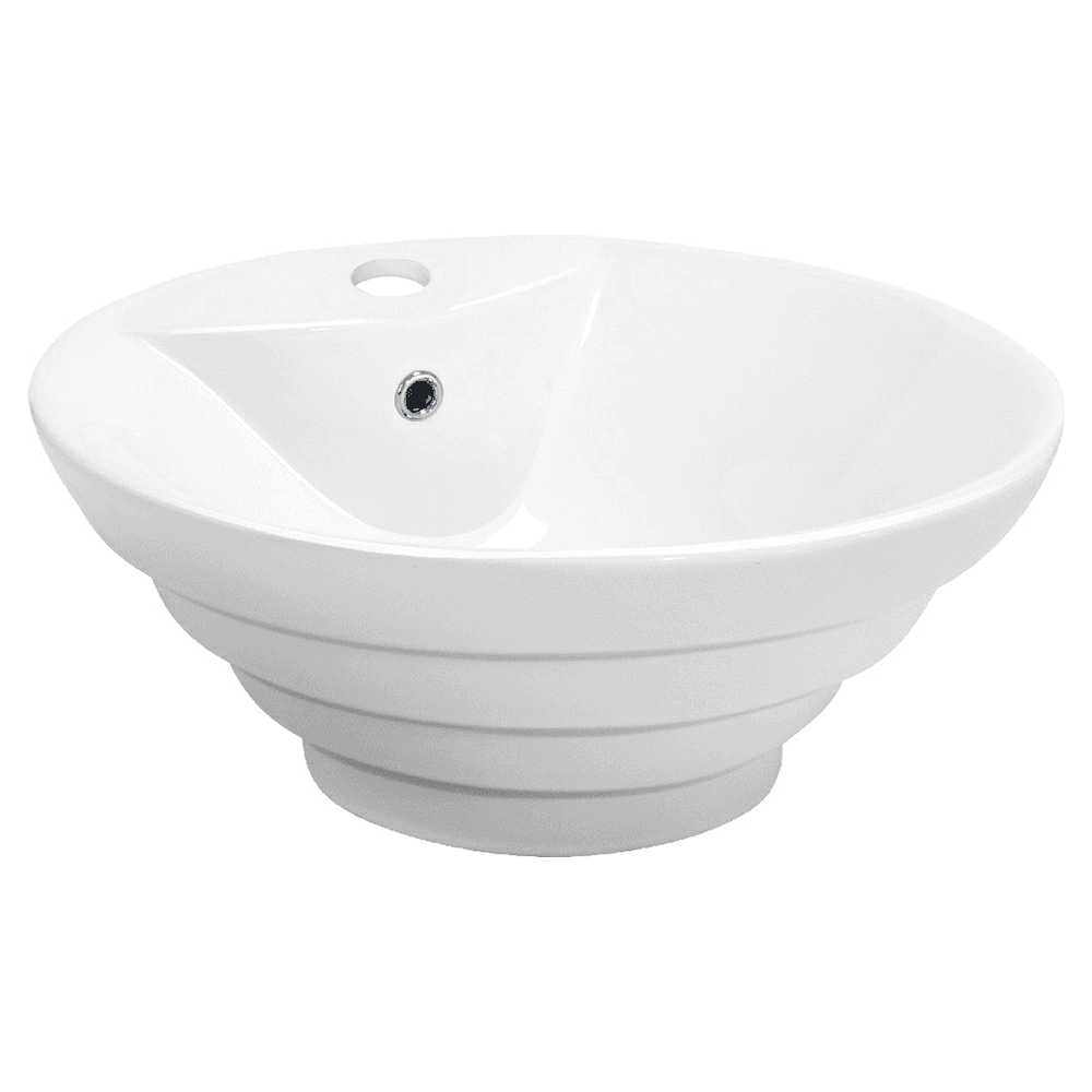 Valera Above-Counter Vitreous China Single Bowl Bathroom Vessel Sink with Overflow Drain, 18-7/8" x 18-7/8" x 5-3/4", White Main - Image