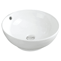 Valera Above-Counter Vitreous China Single Bowl Bathroom Vessel Sink with Overflow Drain, 16-5/8" x 16-5/8" x 5", White Main - Image