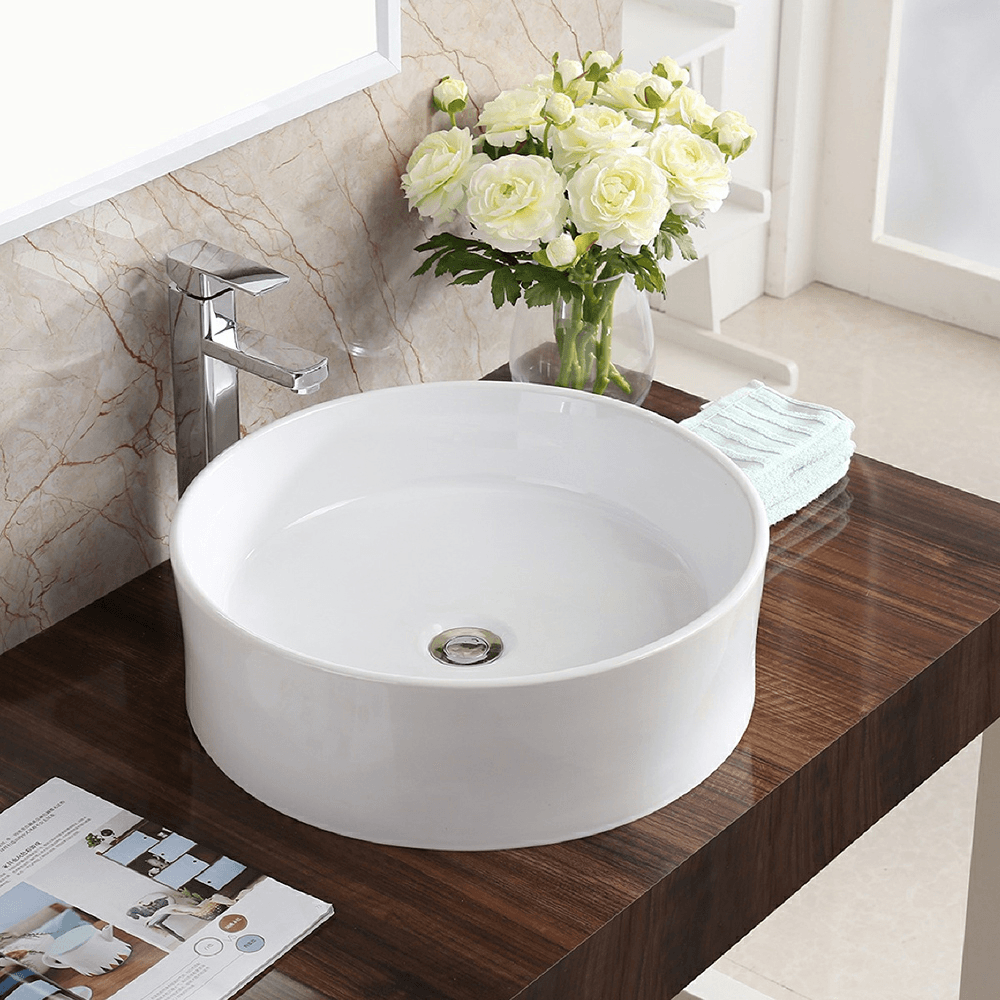 Valera Above-Counter Vitreous China Single Bowl Bathroom Vessel Sink, 18" x 18" x 4-1/2", White Alt 1 - Image