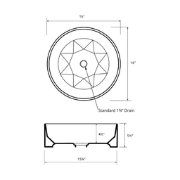 Valera Above-Counter Vitreous China Single Bowl Bathroom Vessel Sink, 16" x 16" x 4-1/2", White Alt 2 - Image