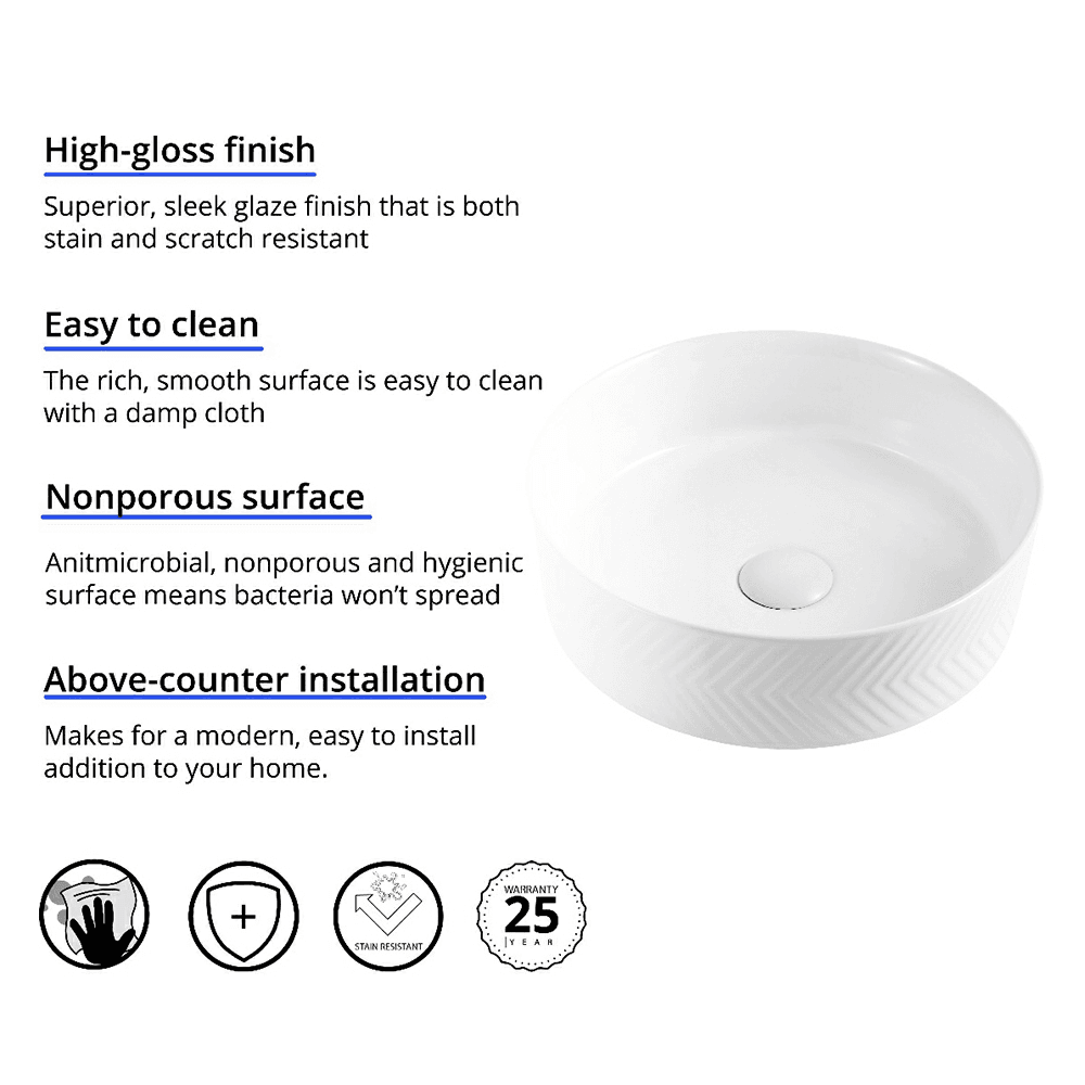 Valera Above-Counter Vitreous China Single Bowl Bathroom Vessel Sink, 14-1/8" x 14-1/8" x 4-1/2", White Alt 1 - Image