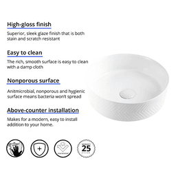 Valera Above-Counter Vitreous China Single Bowl Bathroom Vessel Sink, 14-1/8" x 14-1/8" x 4-1/2", White Alt 1 - Image