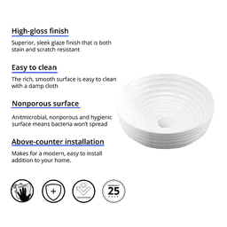 Valera Above-Counter Vitreous China Single Bowl Bathroom Vessel Sink, 16-1/8" x 16-1/8" x 4-1/4", White Alt 1 - Image