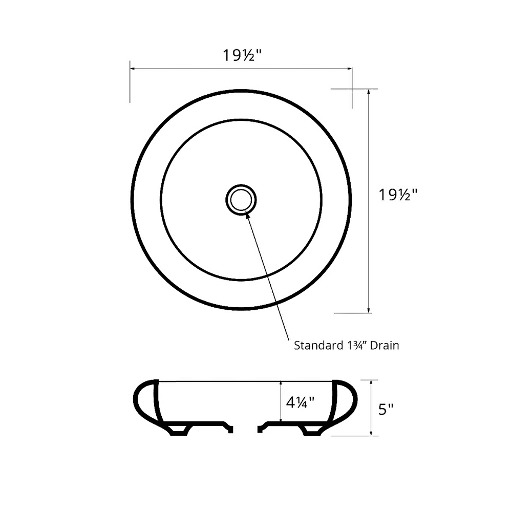 Valera Above-Counter Vitreous China Single Bowl Bathroom Vessel Sink, 19-1/2" x 19-1/2" x 4-1/4", White Alt 3 - Image